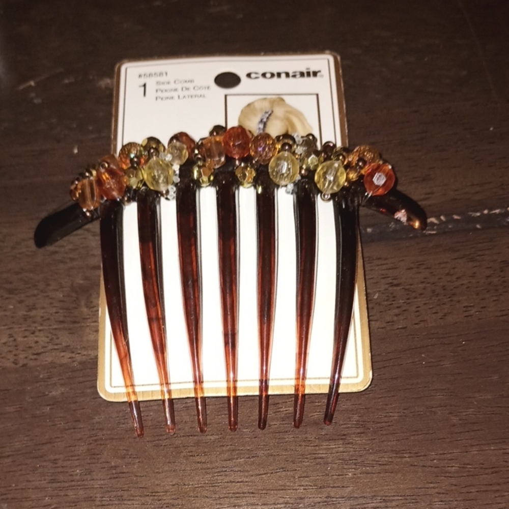 Conair Elegant Brown Hair Comb with Beaded Accents